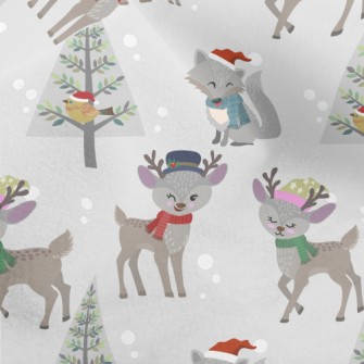 Deer And Wolf Wearing Santa Ha Micro Fleece