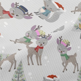 Deer And Wolf Wearing Santa Ha Piqué