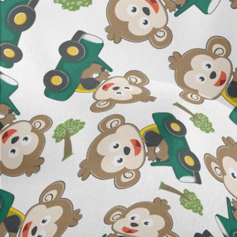 Monkey Driving A Car On The Ro Lightweight Performance Linen