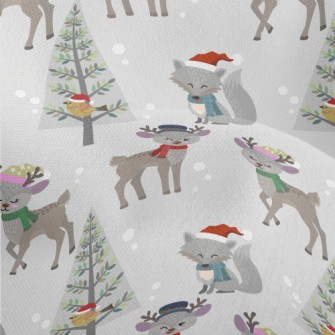 Deer And Wolf Wearing Santa Ha Lightweight Performance Linen