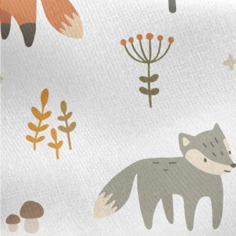 Cute Animals In The Autumn For Jersey Backed Fleece