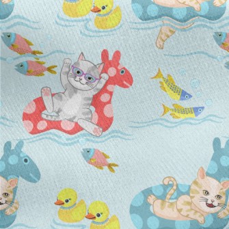 Cat Lying On The Jumping Horse Jersey Backed Fleece
