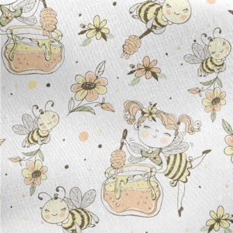 Flower Fairy And Bee Jersey Backed Fleece
