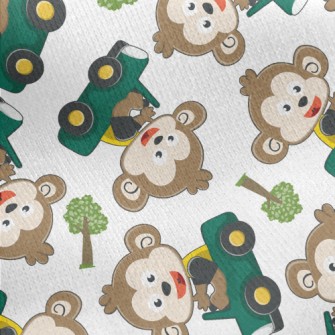 Monkey Driving A Car On The Ro Jersey Backed Fleece