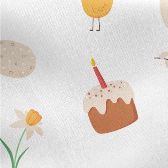 Easter Chicks And Eggs Jersey Backed Fleece