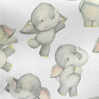 Dancing Baby Elephant Jersey Backed Fleece