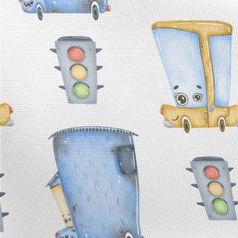 Cartoon Car And Traffic Lights Pongee