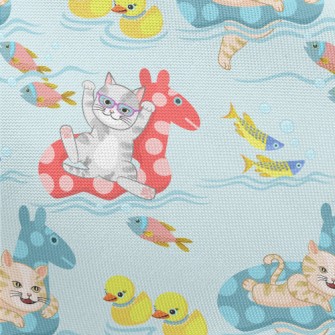 Cat Lying On The Jumping Horse Pongee
