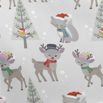 Deer And Wolf Wearing Santa Ha Pongee