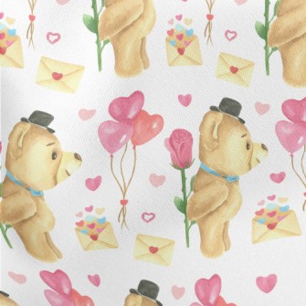 Valentine&#39;s Day Teddy Bear Lightweight Cotton Poplin