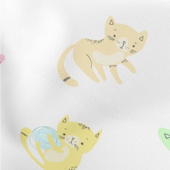 Colorful And Playful Kitten Lightweight Cotton Poplin