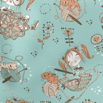 Girl With Glasses Who Likes Kn Lightweight Cotton Poplin