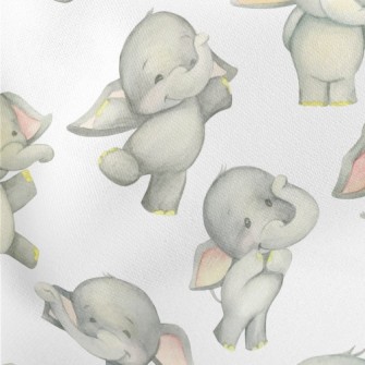 Dancing Baby Elephant Lightweight Cotton Poplin