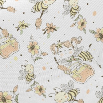 Flower Fairy And Bee Midweight Cotton Poplin