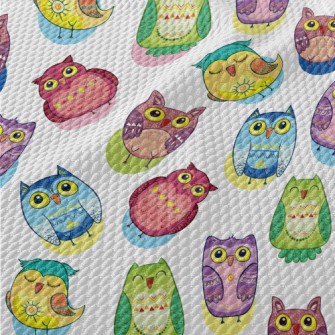 Colorful Owl Birdseye Piqué