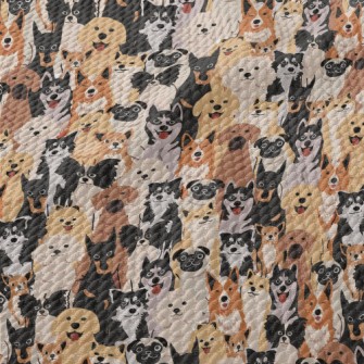 A Group Of Energetic Puppies Birdseye Piqué