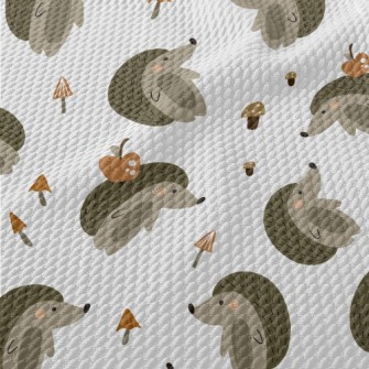Cute Mushroom Hedgehog Birdseye Piqué
