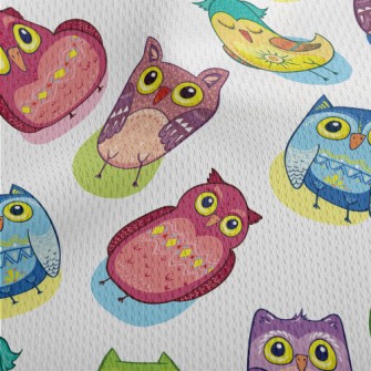 Colorful Owl Athletic Mesh Flat Back
