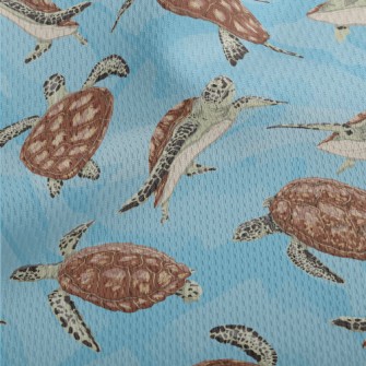 A Turtle Swimming Freely Athletic Mesh Flat Back