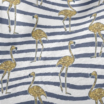 Golden And Shiny Flamingo Minky