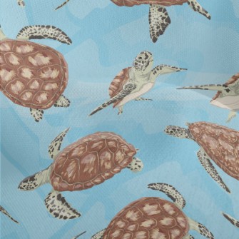 A Turtle Swimming Freely Lightweight Performance Linen