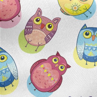 Colorful Owl Jersey Backed Fleece