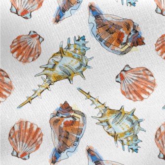Colorful Sea Shells Jersey Backed Fleece