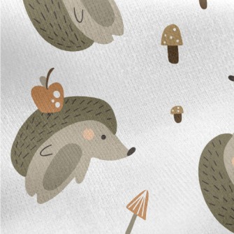 Cute Mushroom Hedgehog Jersey Backed Fleece