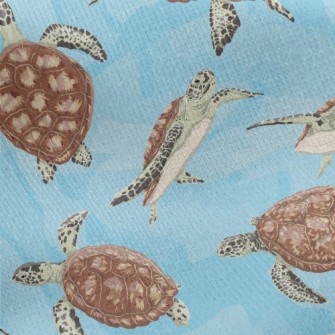 A Turtle Swimming Freely Jersey Backed Fleece