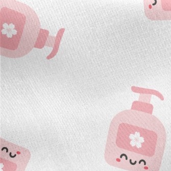 Playful Pink Bath Bottle Jersey Backed Fleece