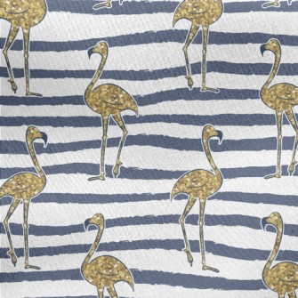 Golden And Shiny Flamingo Jersey Backed Fleece