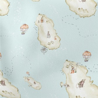 Hand Drawn Watercolor Ocean Is Lightweight Cotton Poplin