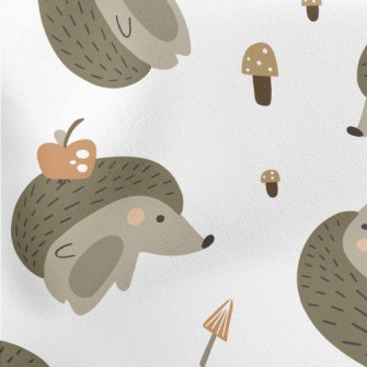 Cute Mushroom Hedgehog Lightweight Cotton Poplin