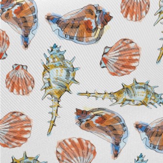 Colorful Sea Shells Midweight Cotton Poplin