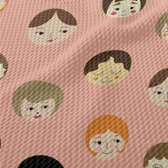 Funny Female Faces Graffiti Birdseye Piqué