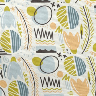 Abstract Graffiti Plant Lines  Pongee