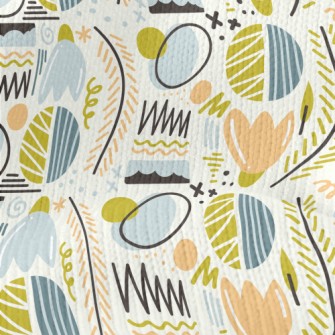 Abstract Graffiti Plant Lines  Stretch Jersey