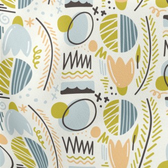 Abstract Graffiti Plant Lines  Lightweight Cotton Poplin