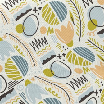 Abstract Graffiti Plant Lines  Midweight Cotton Poplin