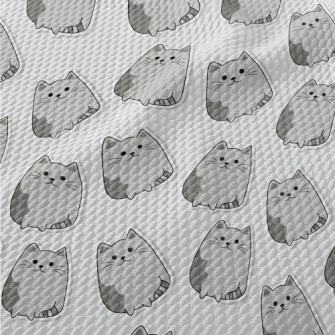 Gray Cartoon Cat Birdseye Piqué