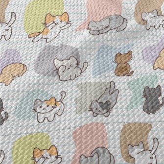 Japanese Cartoon Cat Birdseye Piqué
