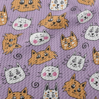 Funny Cat Face Graffiti Birdseye Piqué