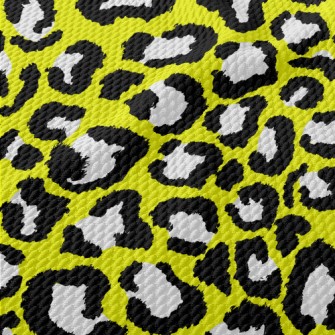 Yellow Leopard Pattern Birdseye Piqué