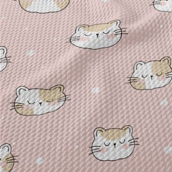 Cute Sleeping Cat Birdseye Piqué
