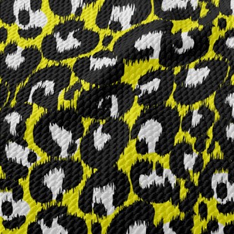 Abstract Yellow Leopard Print Birdseye Piqué