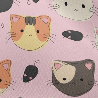 Hand Drawn Cat Face Doodle Chiffon