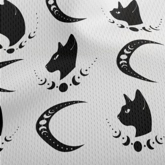 Cat And Moon Symbol Athletic Mesh Flat Back