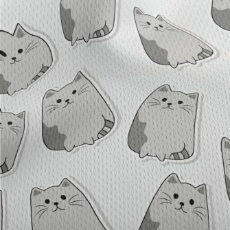 Gray Cartoon Cat Athletic Mesh Flat Back