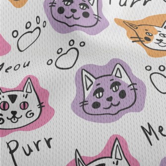 Funny Cat Doodles Athletic Mesh Flat Back