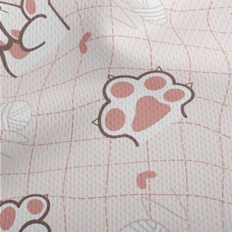 Cat Meat Ball And Yarn Ball Athletic Mesh Flat Back